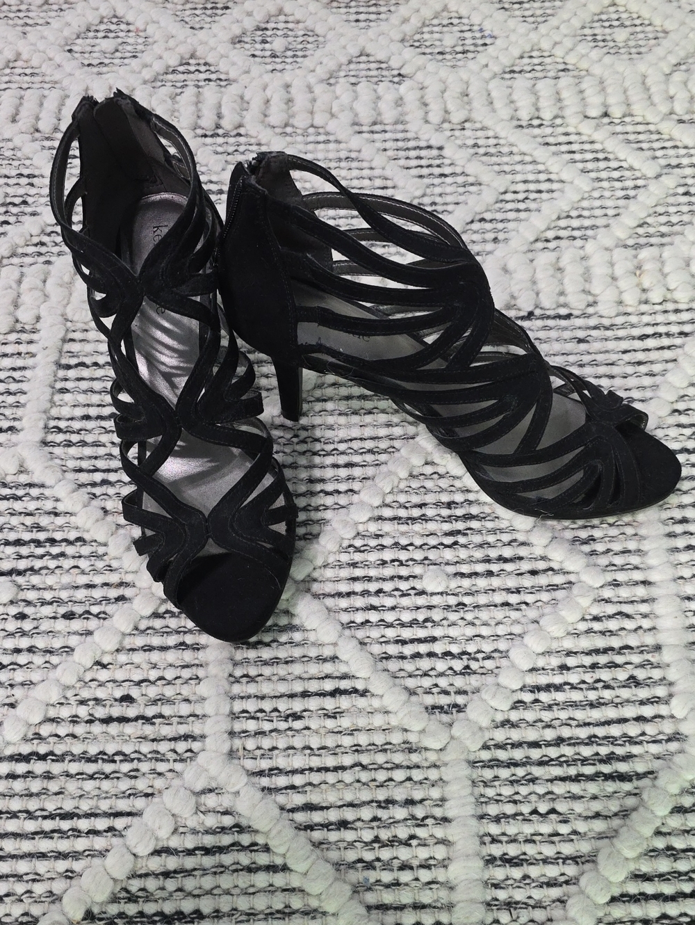 Kelly & Katie Black Strappy Cutout High Heel Sandals